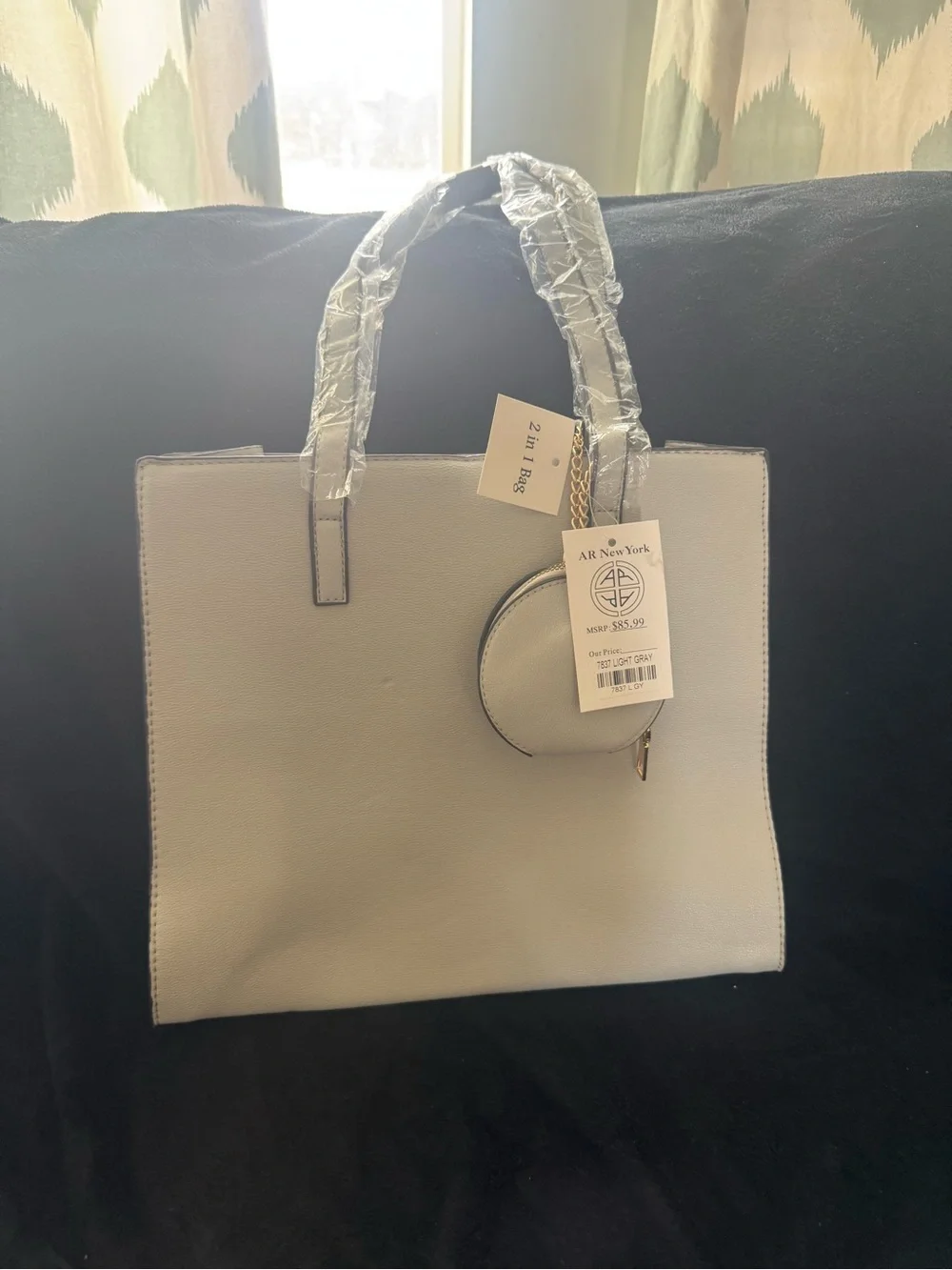 Marc New York Cream Structured Tote with Coin Pouch Charm